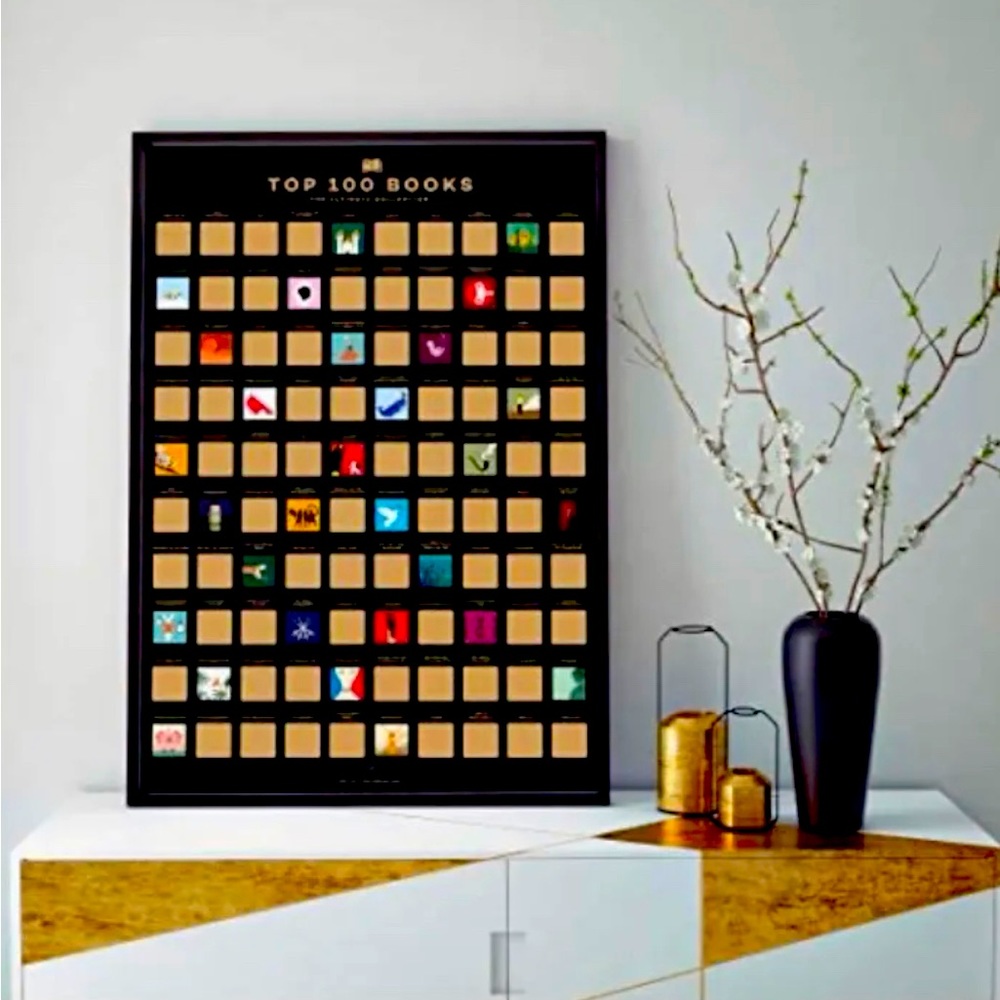 Top 100 Books Scratch Poster
